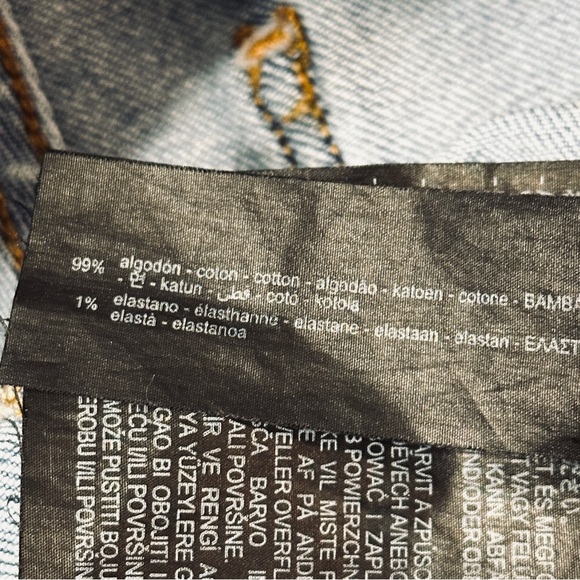 ZARA The Marine Straight High Rise Wide Leg Raw Hem Blue Jeans Womens Size 4 - Picture 11 of 11